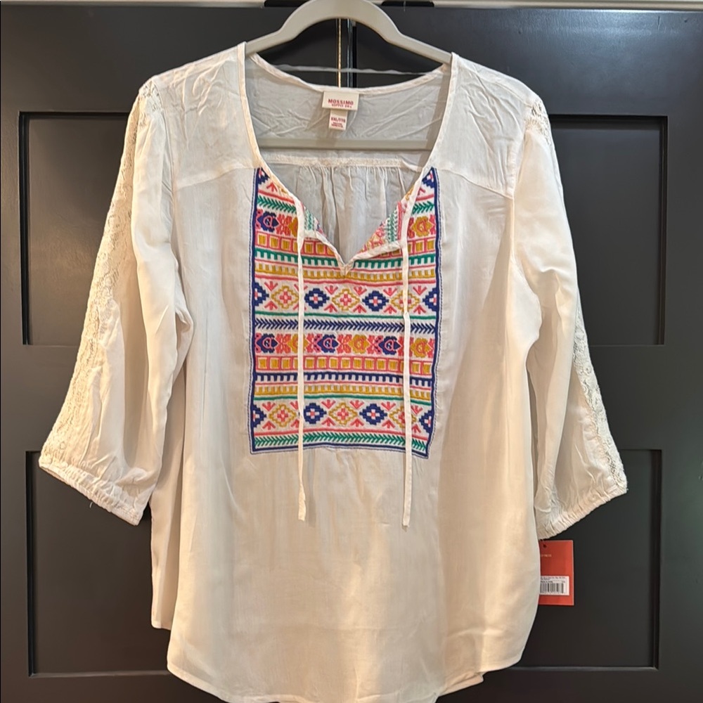 Embroidered Peasant Top